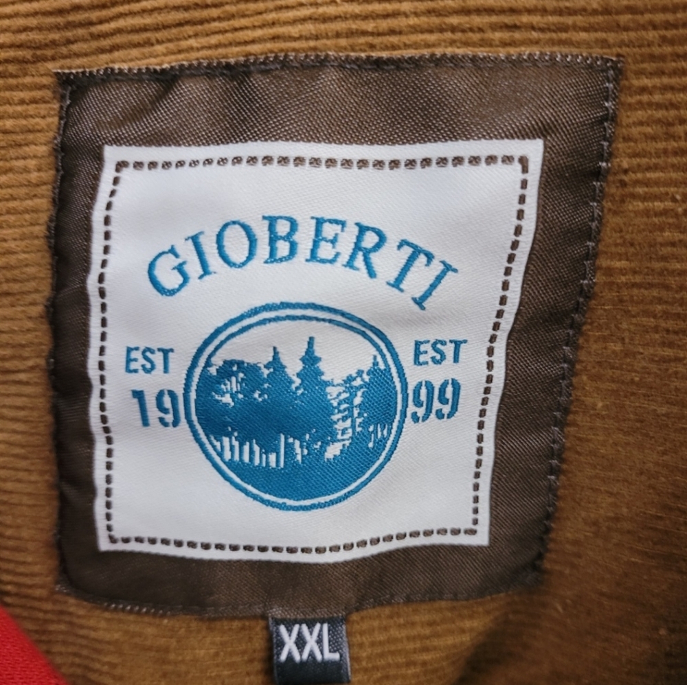 Men's 2XL GIOBERTI Brushed Flannel Plaid Checkered Shirt With Corduroy Contrast - Picture 5 of 14